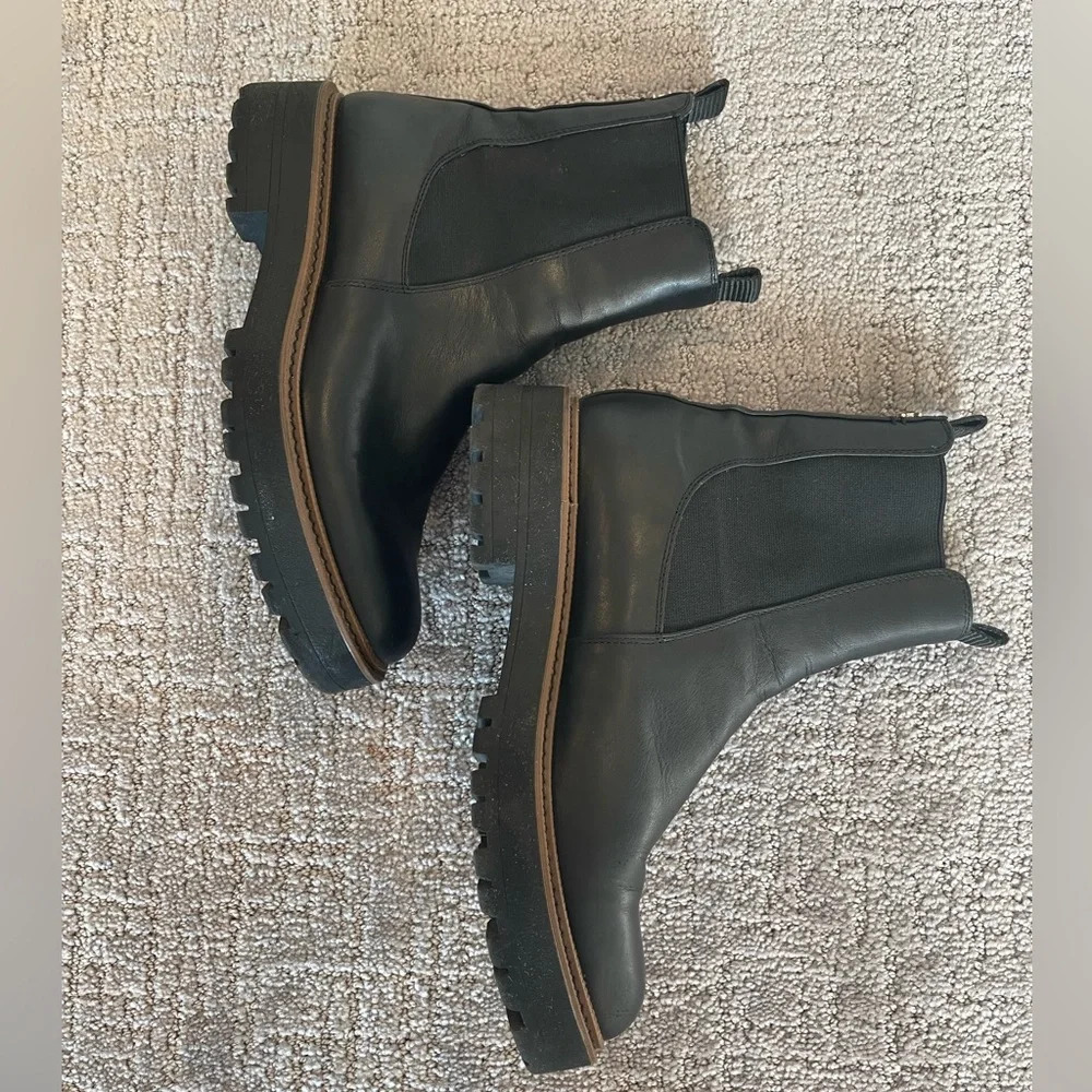 Sam Edelman Laguna Chelsea Boot, Lug Sole, Black Leather, Weatherproof, Sz 9.5 M - Picture 4 of 14